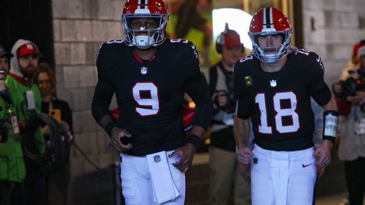 Atlanta Falcons quarterback Michael Penix Jr. (9) and quarterback Kirk Cousins (18)