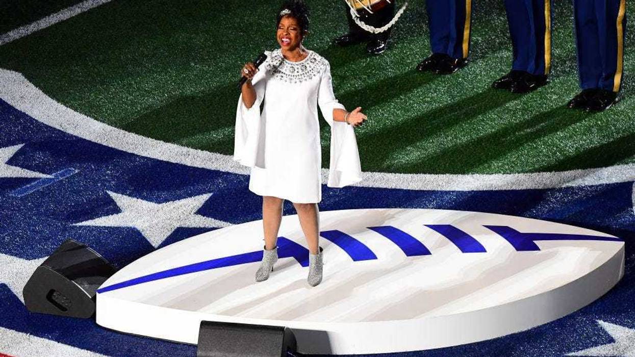 ATLANTA, GEORGIA - FEBRUARY 03: Gladys Knight performs the National Anthem prior to Super Bowl LIII between the New England Patriots and the Los Angeles Rams at Mercedes-Benz Stadium on February 03, 2019 in Atlanta, Georgia. (Photo by Scott Cunningham/Get