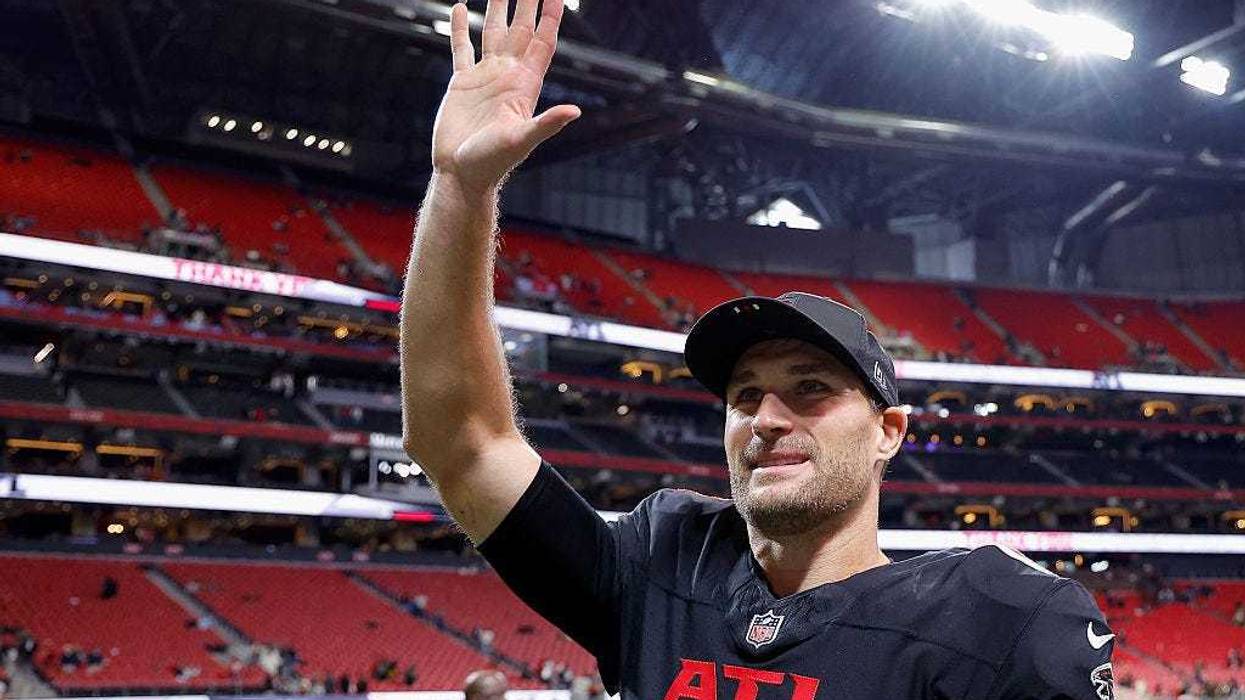 ATLANTA, GEORGIA - JANUARY 04: Kirk Cousins #18 of the Atlanta Falcons looks on after beating the New Orleans Saints 19-17 at Mercedes-Benz Stadium on January 04, 2026 in Atlanta, Georgia.