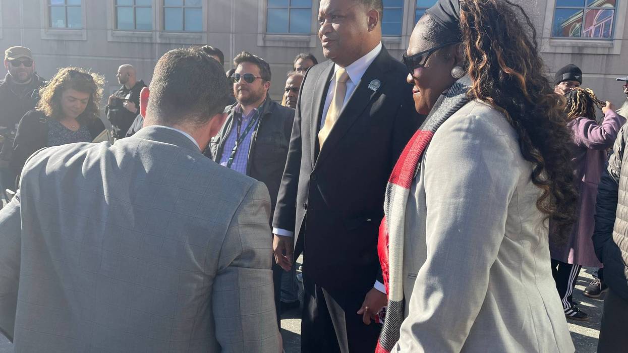 Atlantic City Mayor Marty Small, with wife, attorney Jordan Barbone and supporters