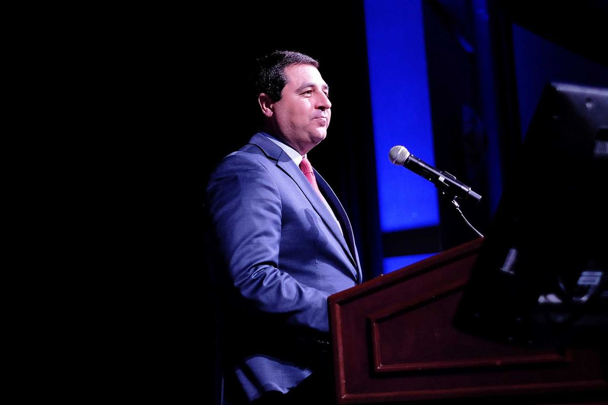 Attorney General Josh Kaul speaks onstage during the WisDems 2023 Convention on June 10, 2023 in Green Bay, Wisconsin.