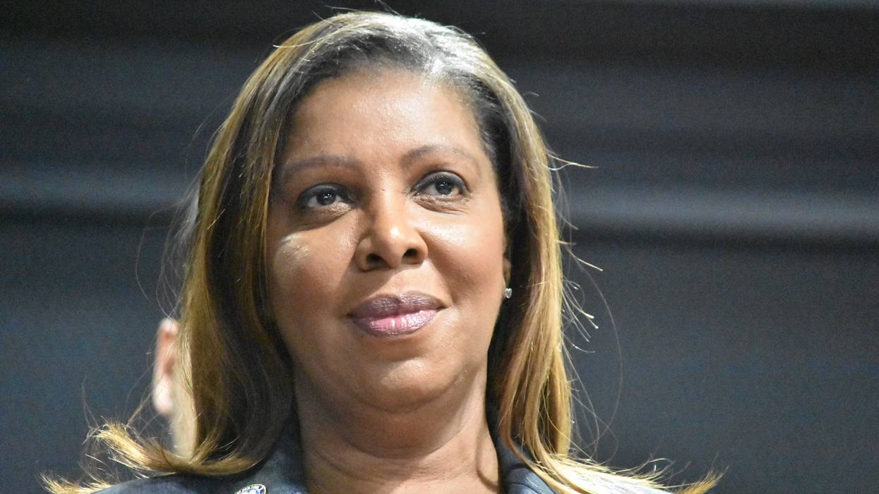 Attorney General Letitia James attends the press conference. New York City Mayor Eric Adams, Attorney General Letitia James, Manhattan District Attorney Alvin Bragg, Queens County District Attorney Melinda Katz and law enforcement officials make a public safety-related announcement related to retail theft in New York City