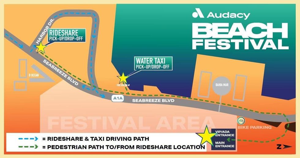 Audacy Beach Festival Rideshare map