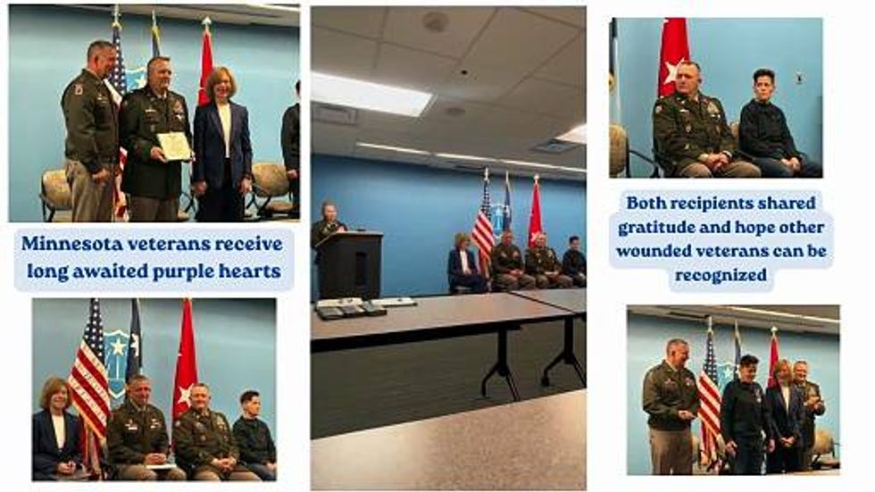 Two Minnesota veterans received long-awaited purple hearts for their combat injuries
