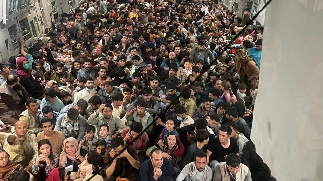 Aug 15, 2021; Kabul, Afghanistan; A U.S. Air Force C-17 Globemaster III safely transported approximately 640 Afghan citizens from Hamid Karzai International Airport in Kabul, Afghanistan.