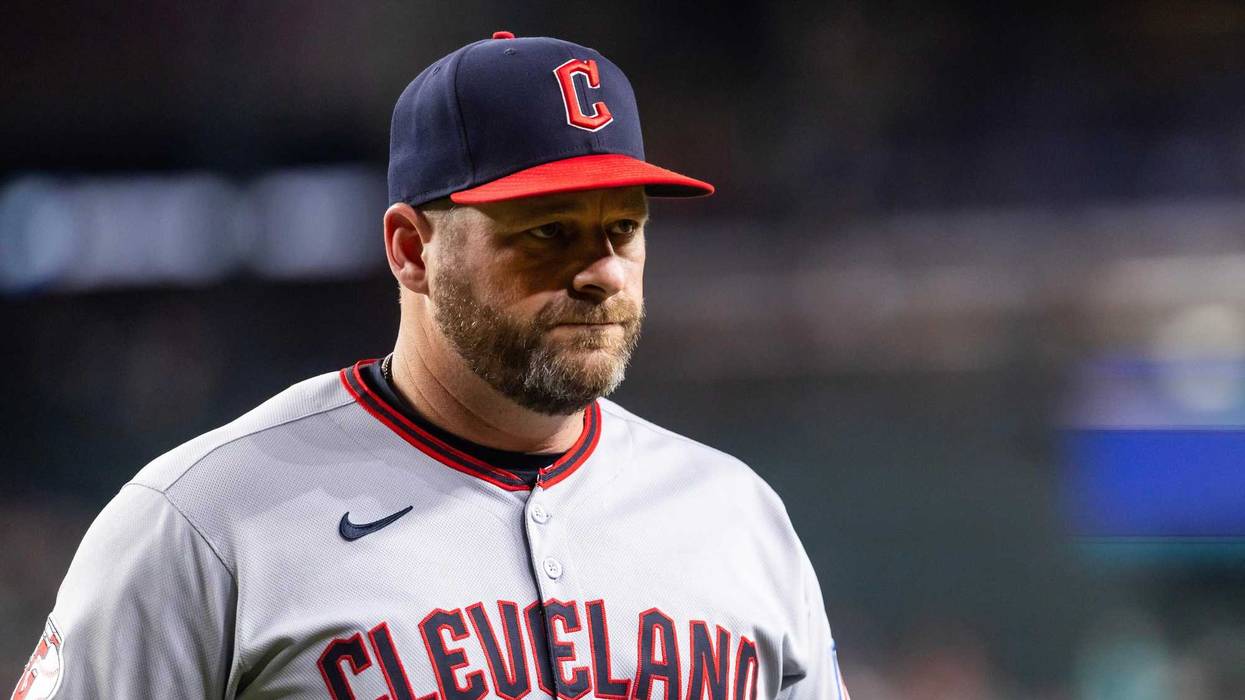 Aug 19, 2025; Phoenix, Arizona, USA; Cleveland Guardians manager Stephen Vogt against the Arizona Diamondbacks at Chase Field.