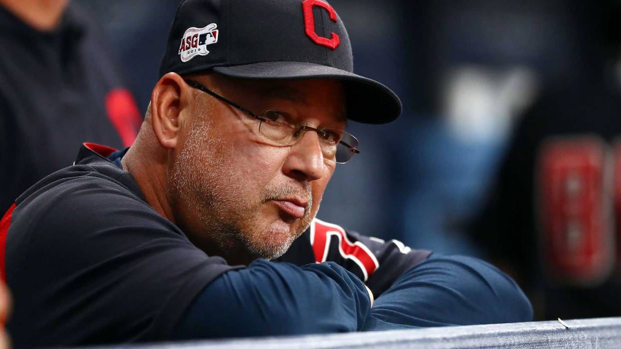 Aug 31, 2019; St. Petersburg, FL, USA;Cleveland Indians manager Terry Francona (77) looks on during the third inning against the Tampa Bay Rays at Tropicana Field. Mandatory Credit: Kim Klement-USA TODAY Sports