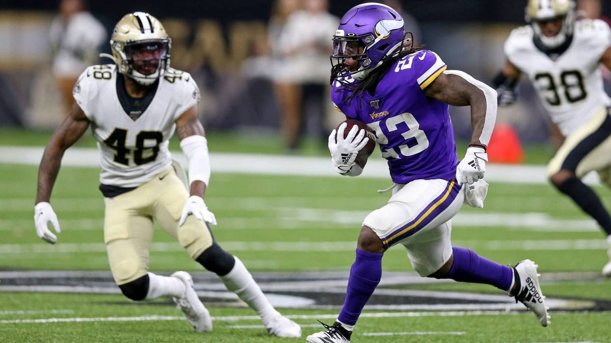 Aug 9, 2019; New Orleans, LA, USA; Minnesota Vikings running back Mike Boone (23) runs against the New Orleans Saints in the second half at the Mercedes-Benz Superdome.