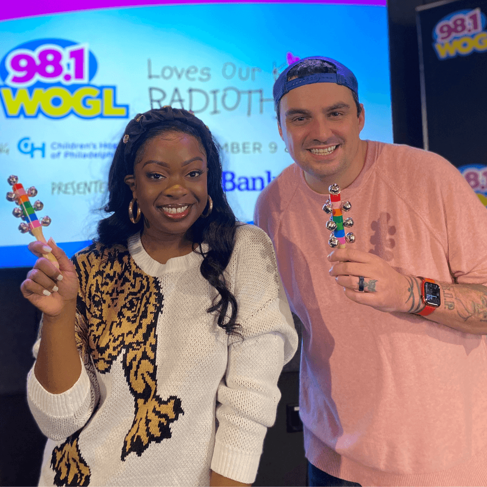 Aunyea Lachelle - NBC 10 with Coop at the 2021 98.1 WOGL Loves Our Kids Radiothon presented by Fulton Bank