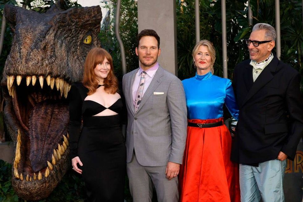aura Dern, Bryce Dallas Howard, Chris Pratt, and Jeff Goldblum attend the Los Angeles premiere of Universal Pictures