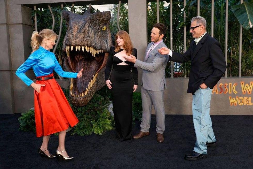 aura Dern, Bryce Dallas Howard, Chris Pratt, and Jeff Goldblum attend the Los Angeles premiere of Universal Pictures