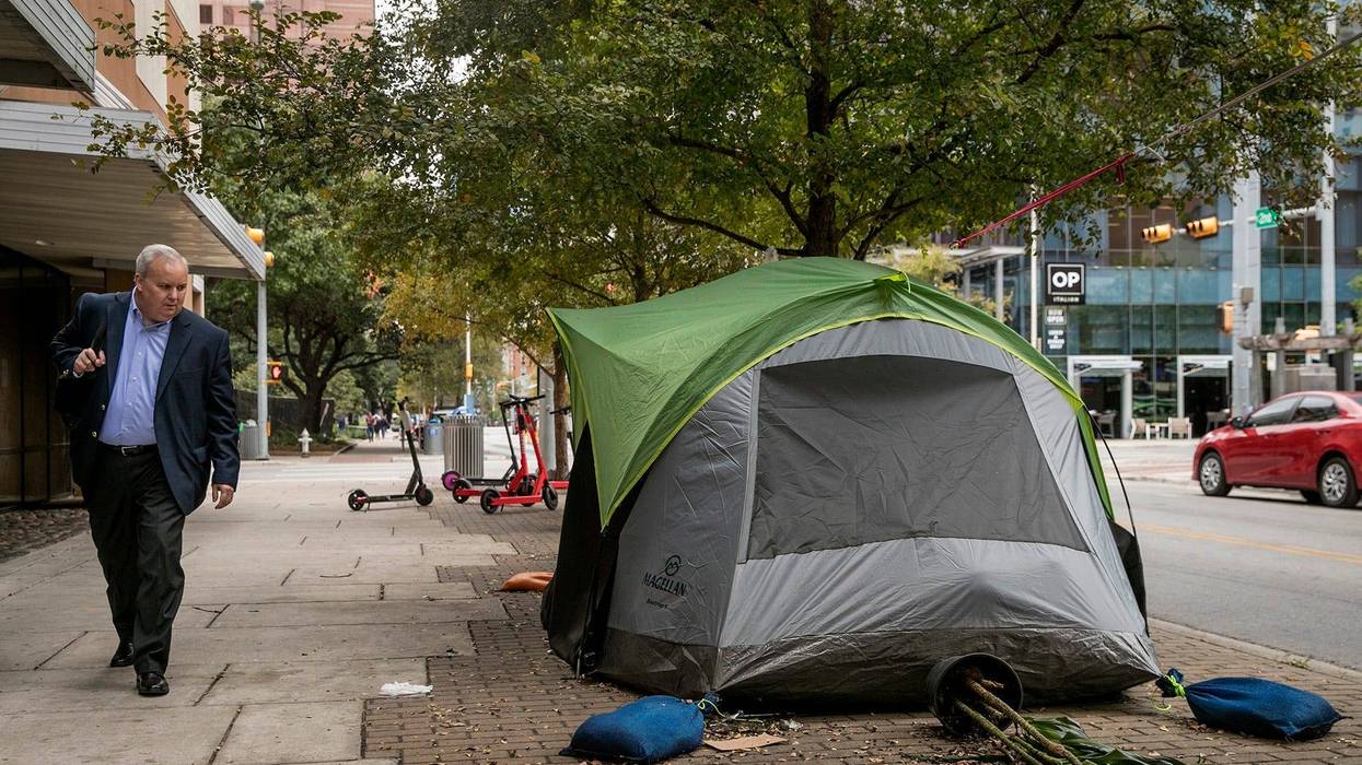 Austin sidewalk tent homeless