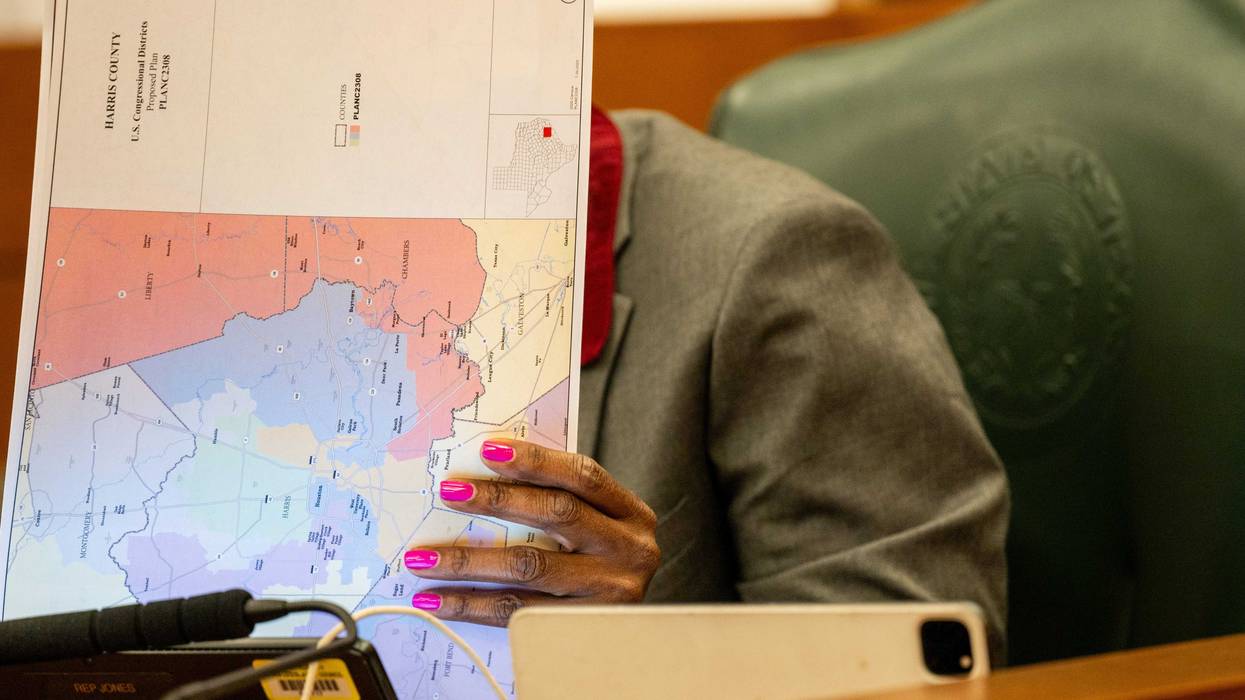 AUSTIN, TEXAS - AUGUST 01: U.S. Rep. Jolanda Jones (D-TX) looks at a map during the Texas State Representatives redistricting committee meeting on August 01, 2025 in Austin, Texas. The House Select committee on Congressional Redistricting holds its first hearing since Texas Republicans redrew their congressional map. The redrawn congressional maps came on the heels of a push from President Donald Trump ahead of next year’s midterms. (Photo by Brandon Bell/Getty Images)