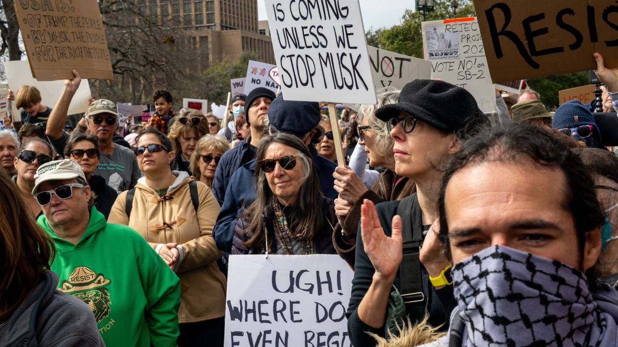 AUSTIN, TEXAS - FEBRUARY 17: People gather in protest against U.S. President Donald Trump during the "Not My President's Day" demonstration at the Texas State Capitol on February 17, 2025 in Austin, Texas. People all over the country rallied at their state capitols on President's Day in protest against U.S. President Donald Trump and various policies being introduced by his administration. Protests are being held in cities across the nation on Presidents' Day against what the organizers say are "the anti-democratic and illegal actions of the Trump administration."