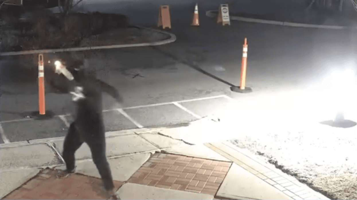 Authorities are looking for a man who threw a Molotov cocktail at the front door of a synagogue in Essex County, New Jersey, on Jan. 29, 2023.