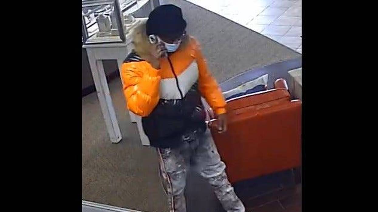 Authorities are searching for a suspect who they say stole two rings from a jewelry store in Monroe on Wednesday afternoon.