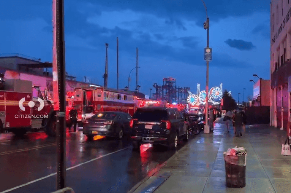 Authorities respond at Coney Island after two teenage girls went missing while swimming after 8 p.m. on Friday.