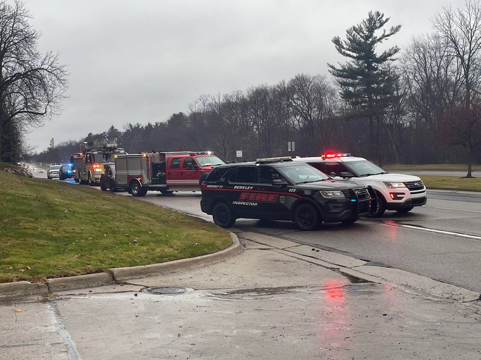 Authorities warned traffic will be slow moving along Woodward Ave. in Bloomfield Hills as crews work to control a fire that broke out at a condominium late Friday morning.