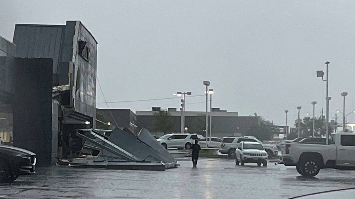 Autos of Dallas in Irving, Texas sustained damage in severe weather that moved across North Texas on Thursday, March 16, 2023.