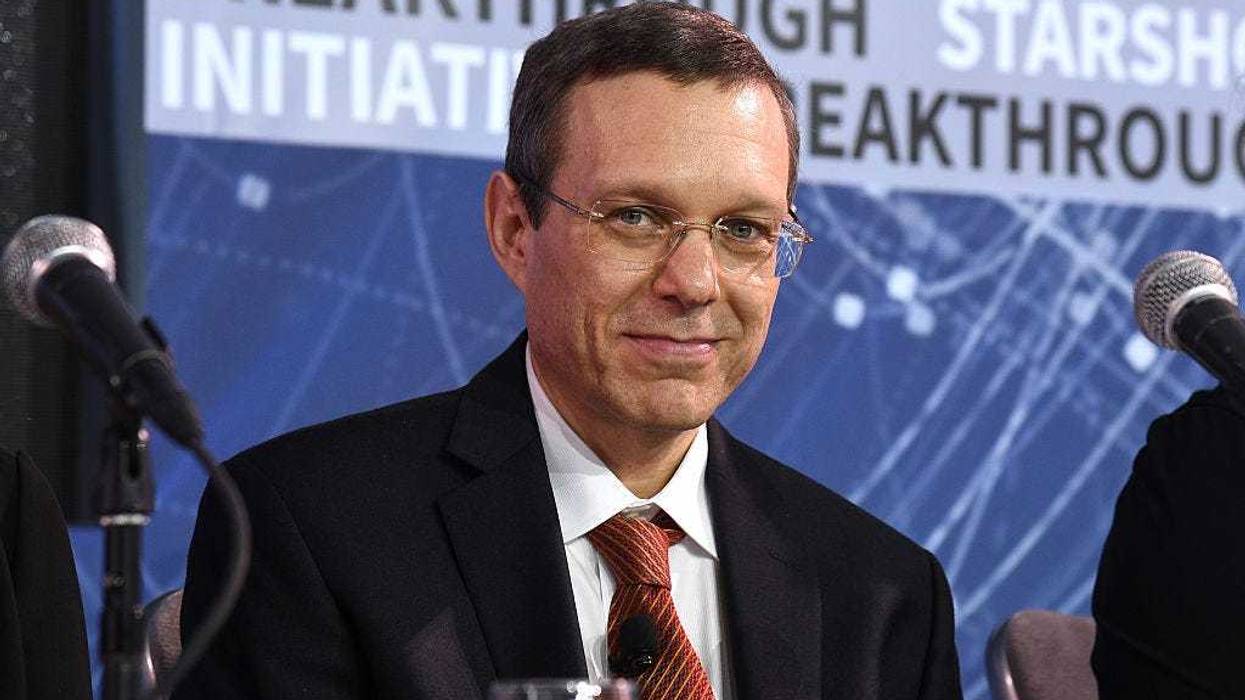 Avi Loeb, Frank B. Baird, Jr. Professor of Science at Harvard University speaks on stage as Yuri Milner and Stephen Hawking host press conference to announce Breakthrough Starshot, a new space exploration initiative, at One World Observatory on April 12, 2016 in New York City.