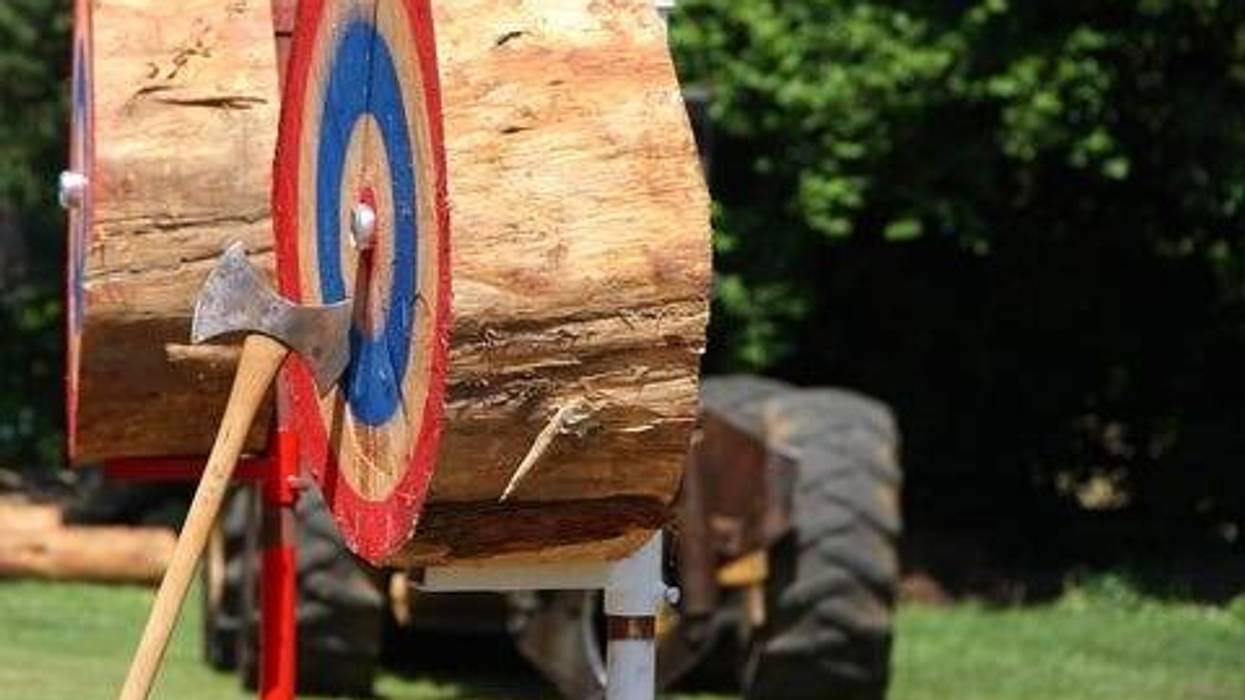 Axe on a painted target