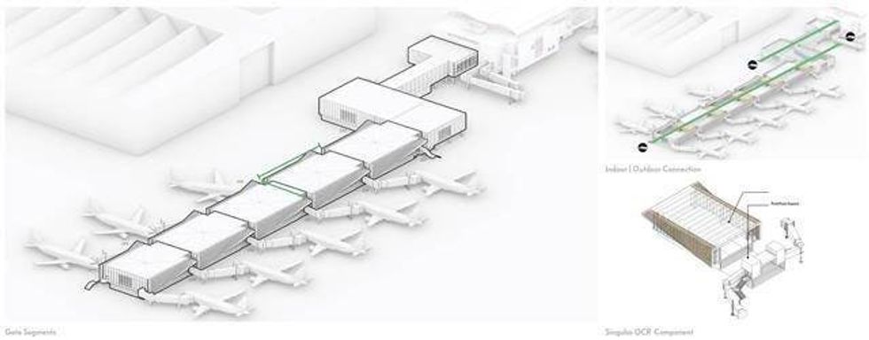 Axonometric and segment details of LAX