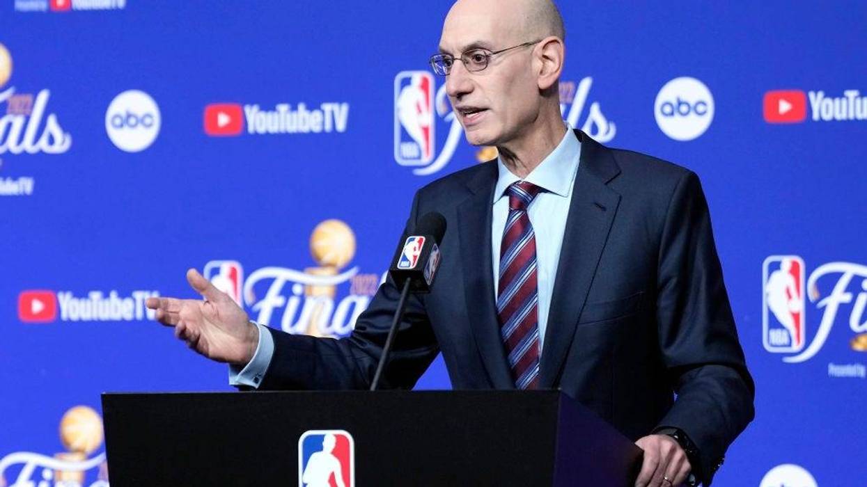 BA commissioner Adam Silver speaks to the media prior to Game One of the 2022 NBA Finals between the Golden State Warriors and the Boston Celtics at Chase Center on June 02, 2022 in San Francisco, California.