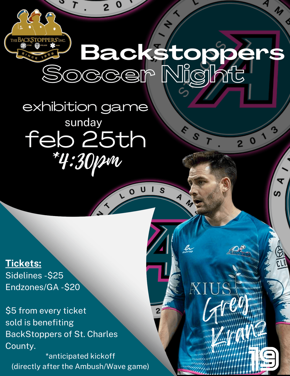 Backstoppers Soccer Night with the St. Louis Ambush event flyer