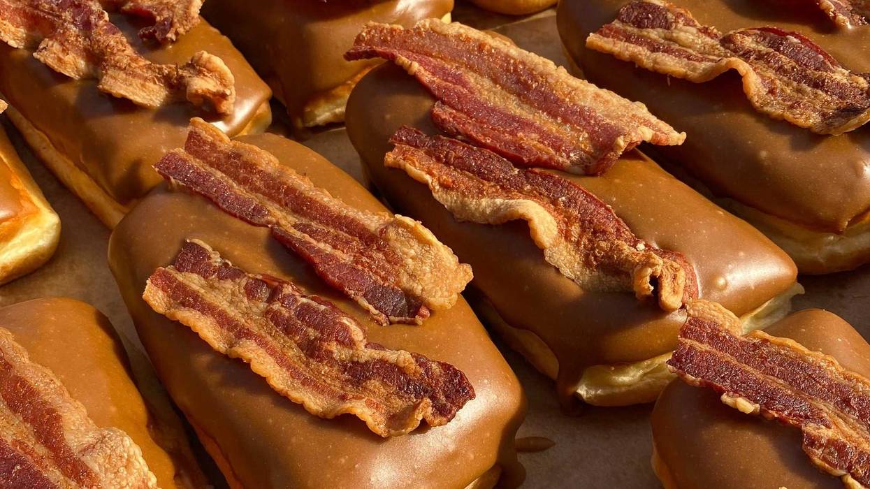 Bacon maple bars from Voodoo Doughnut. The Portland, Oregon-based doughnut company will open its first Chicago location on Dec. 16, 2023.