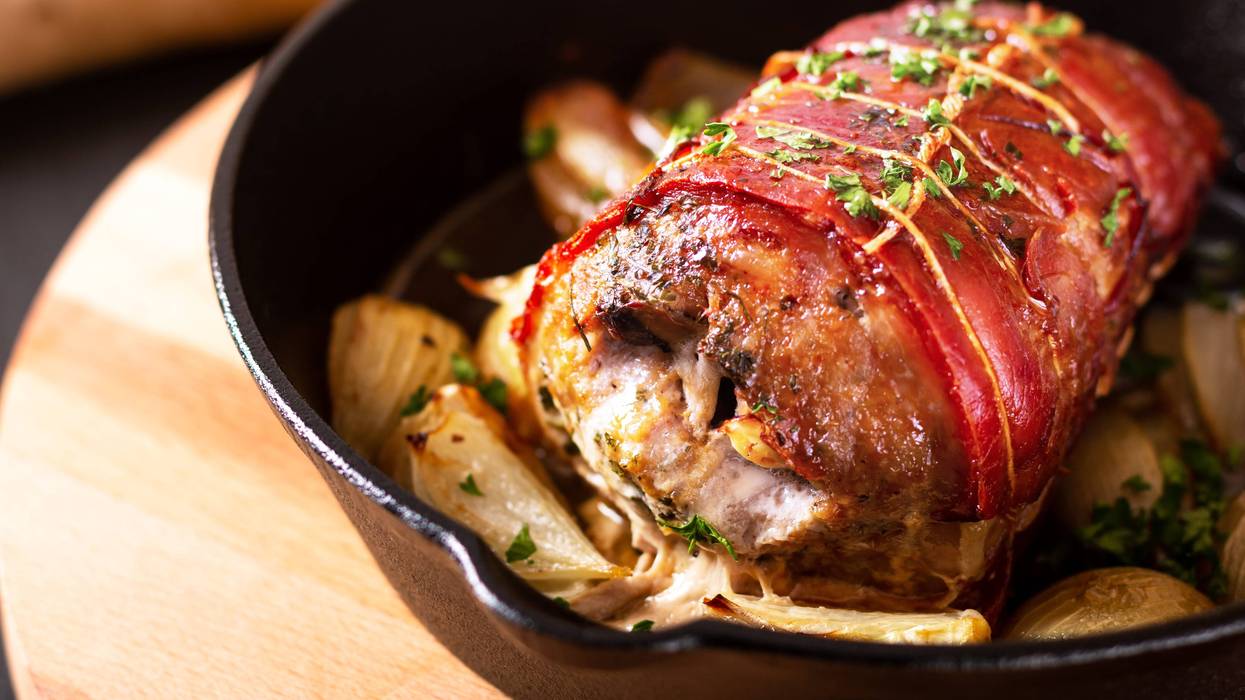 Bacon-wrapped pork tenderloin