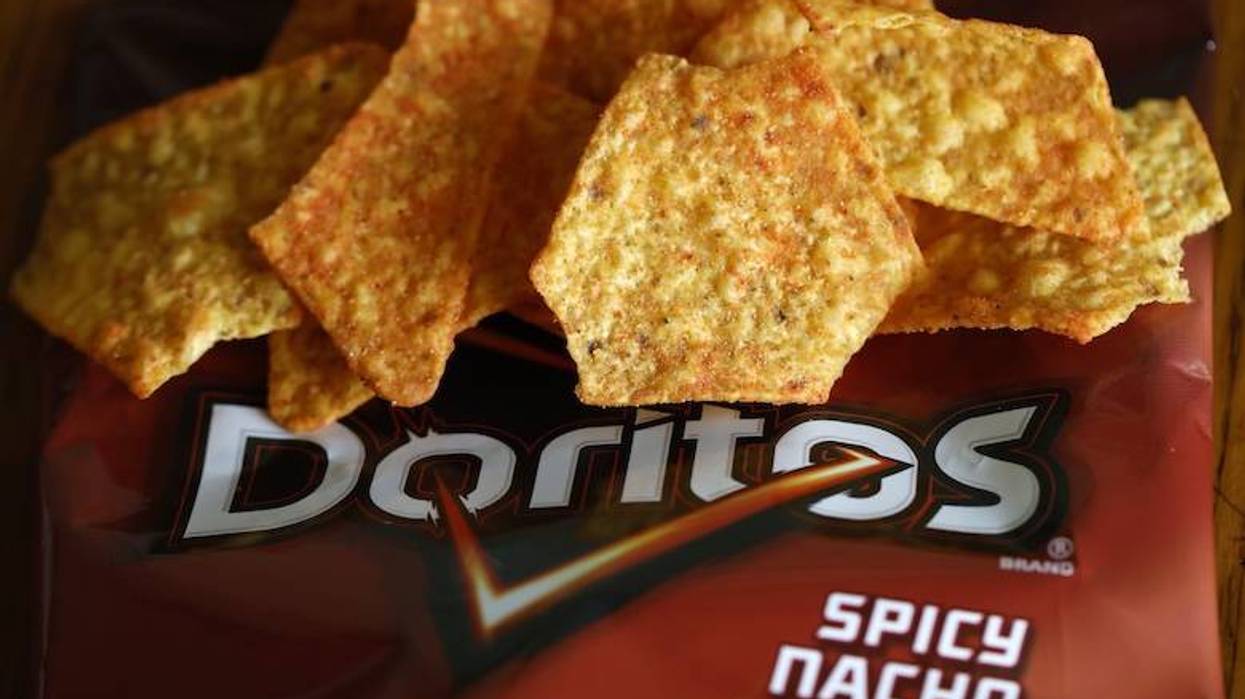 Bag of Doritos chips is displayed