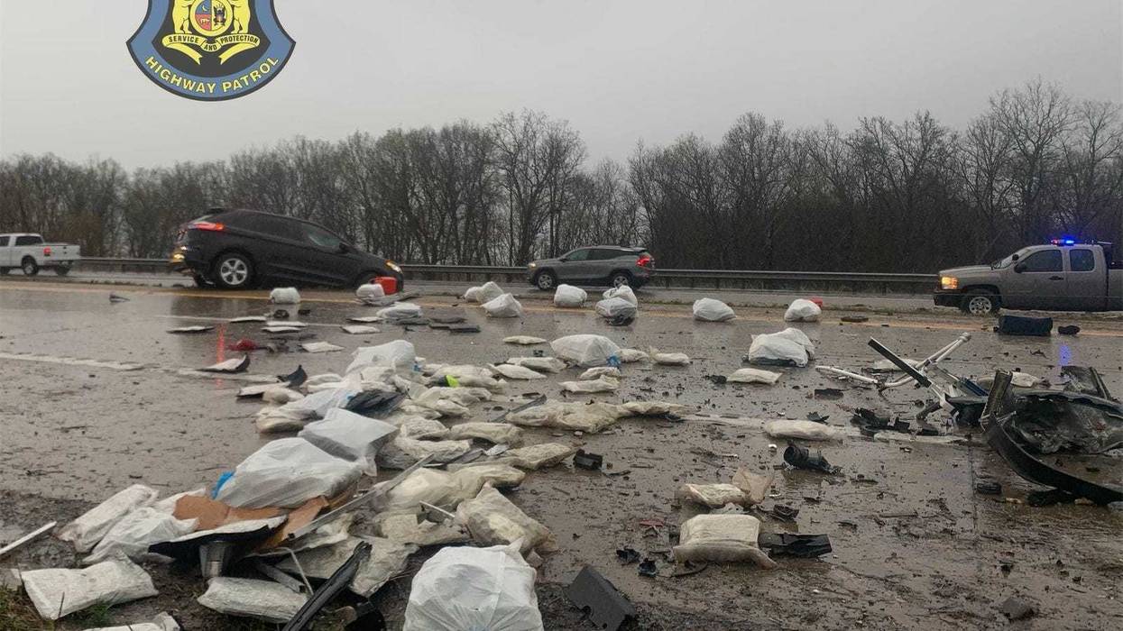 bags of marijuana on the freeway following a traffic accident