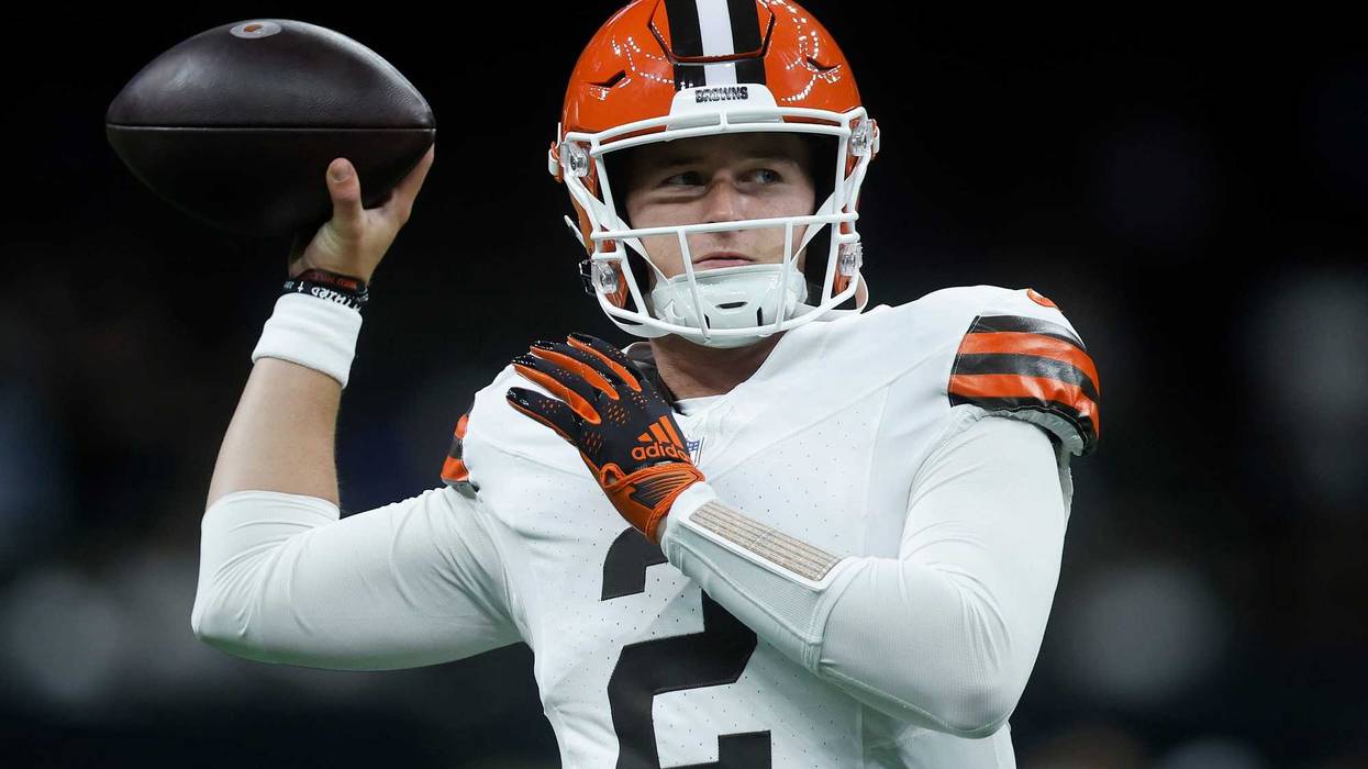 Bailey Zappe #2 of the Cleveland Browns looks on during the game against the New Orleans Saints at Caesars Superdome on November 17, 2024 in New Orleans, Louisiana.