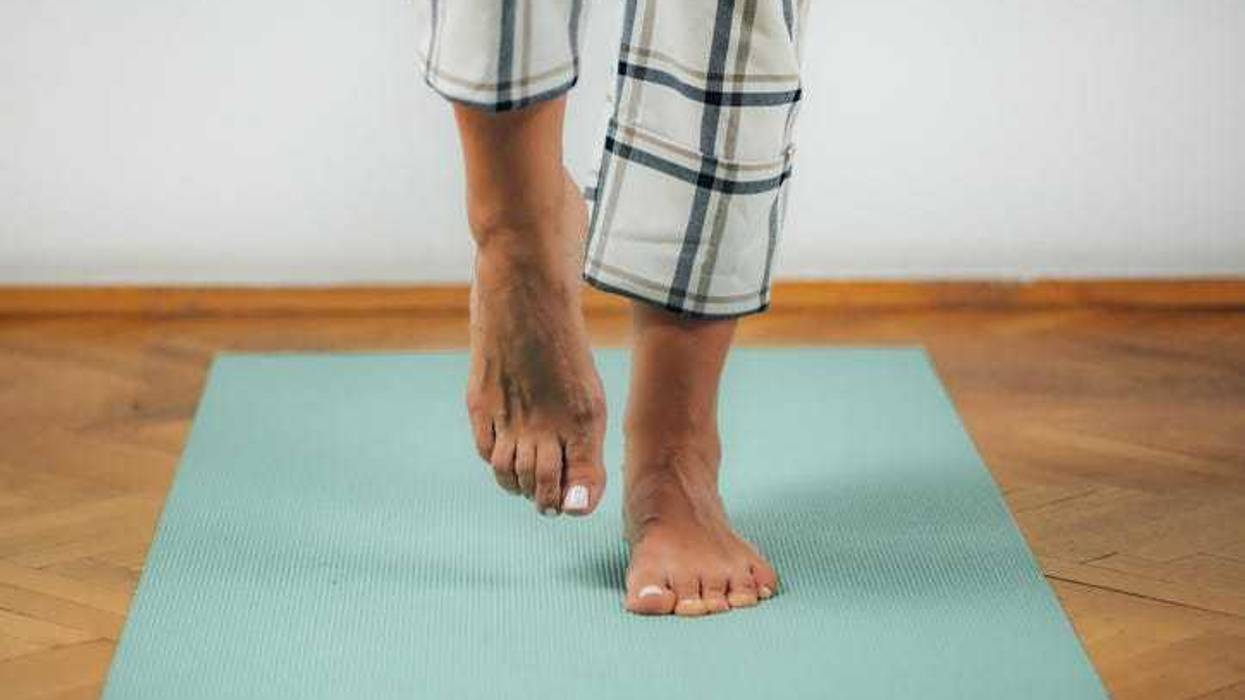 balancing on one foot