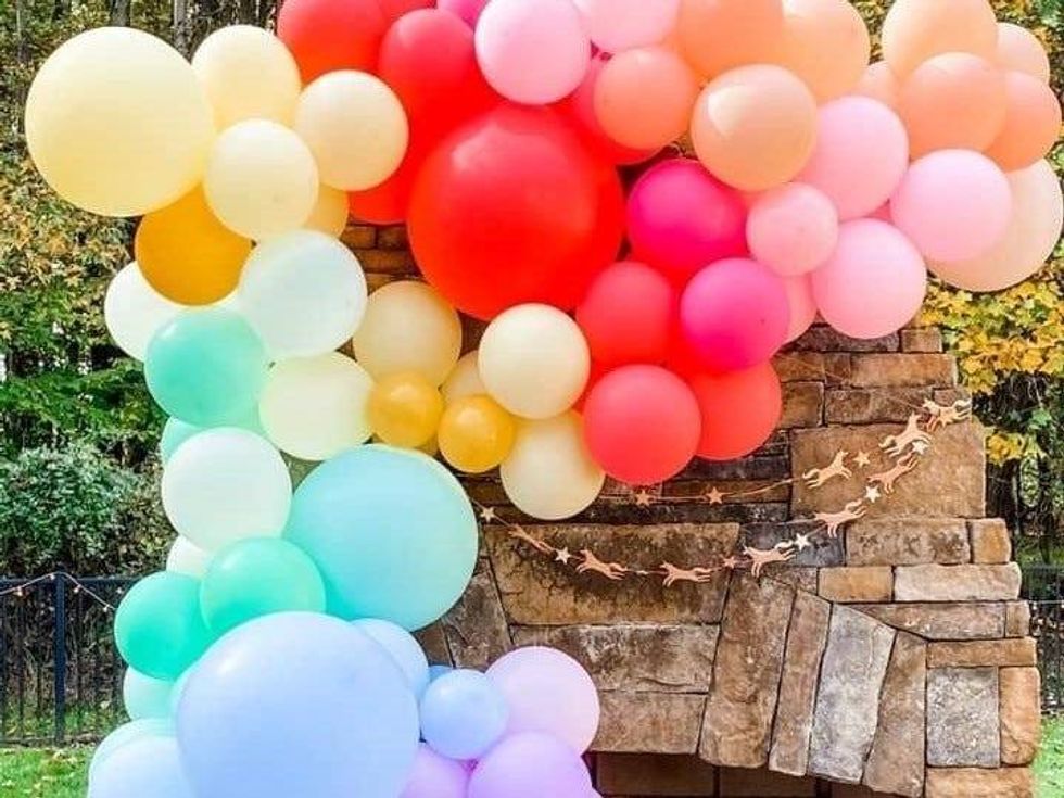 Balloons at an outdoor party.