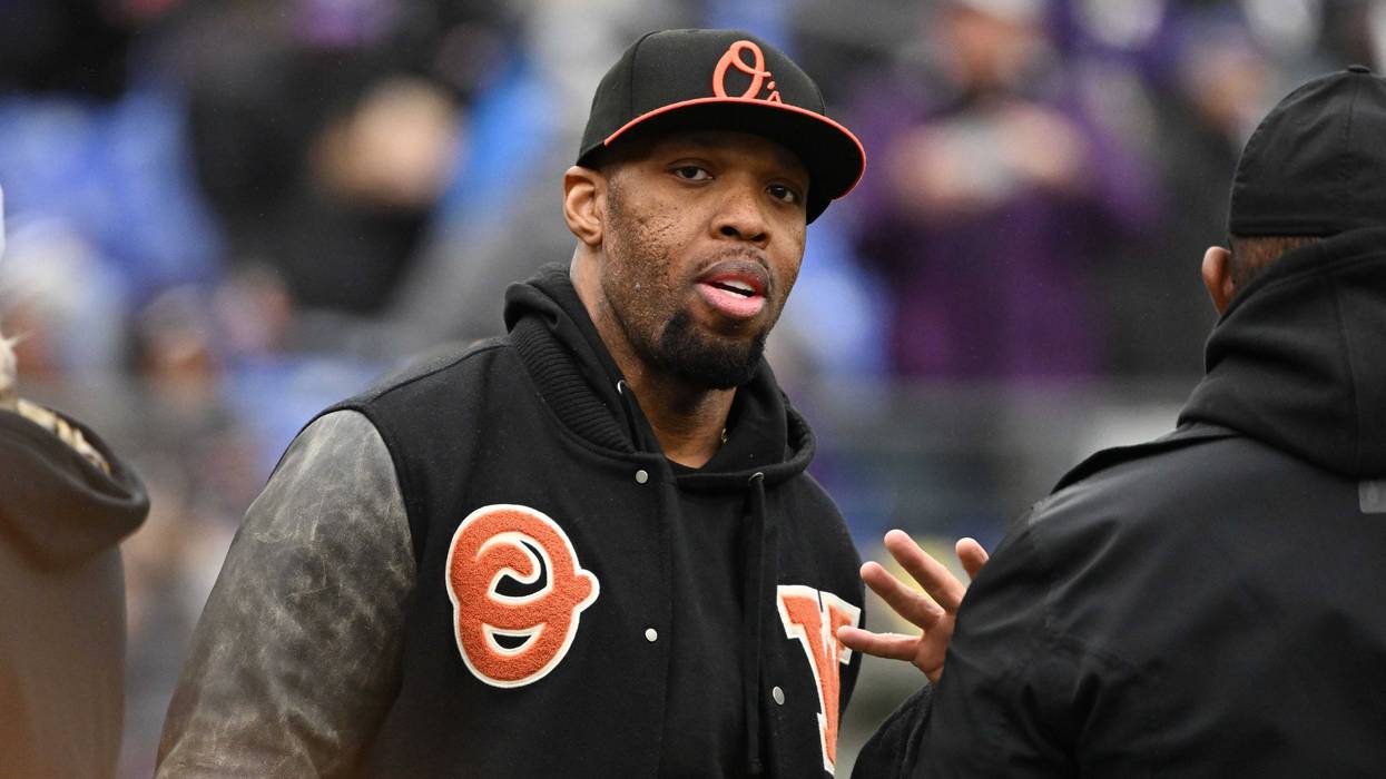 Baltimore, Maryland, USA; Former Baltimore Ravens Terrell Suggs looks on from the field prior to the AFC Championship football game against the Kansas City Chiefs at M&T Bank Stadium.