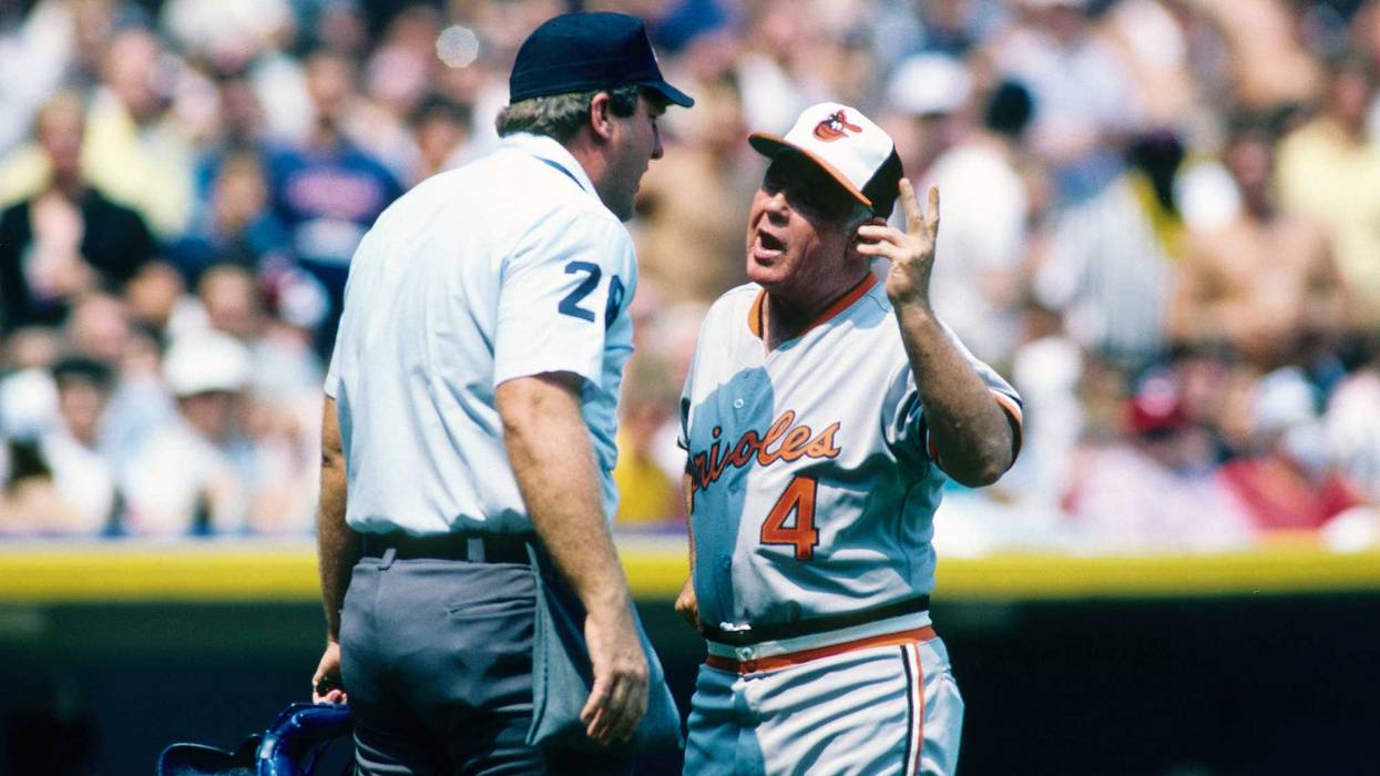 Baltimore Orioles manager Earl Weaver argues with an umpire.