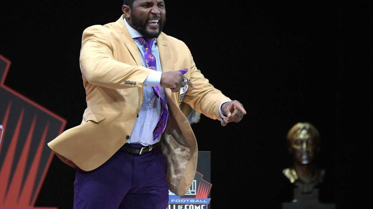 Baltimore Ravens former linebacker Ray Lewis during the Pro Football Hall of Fame Enshrinement Ceremony at Tom Bensen Stadium.