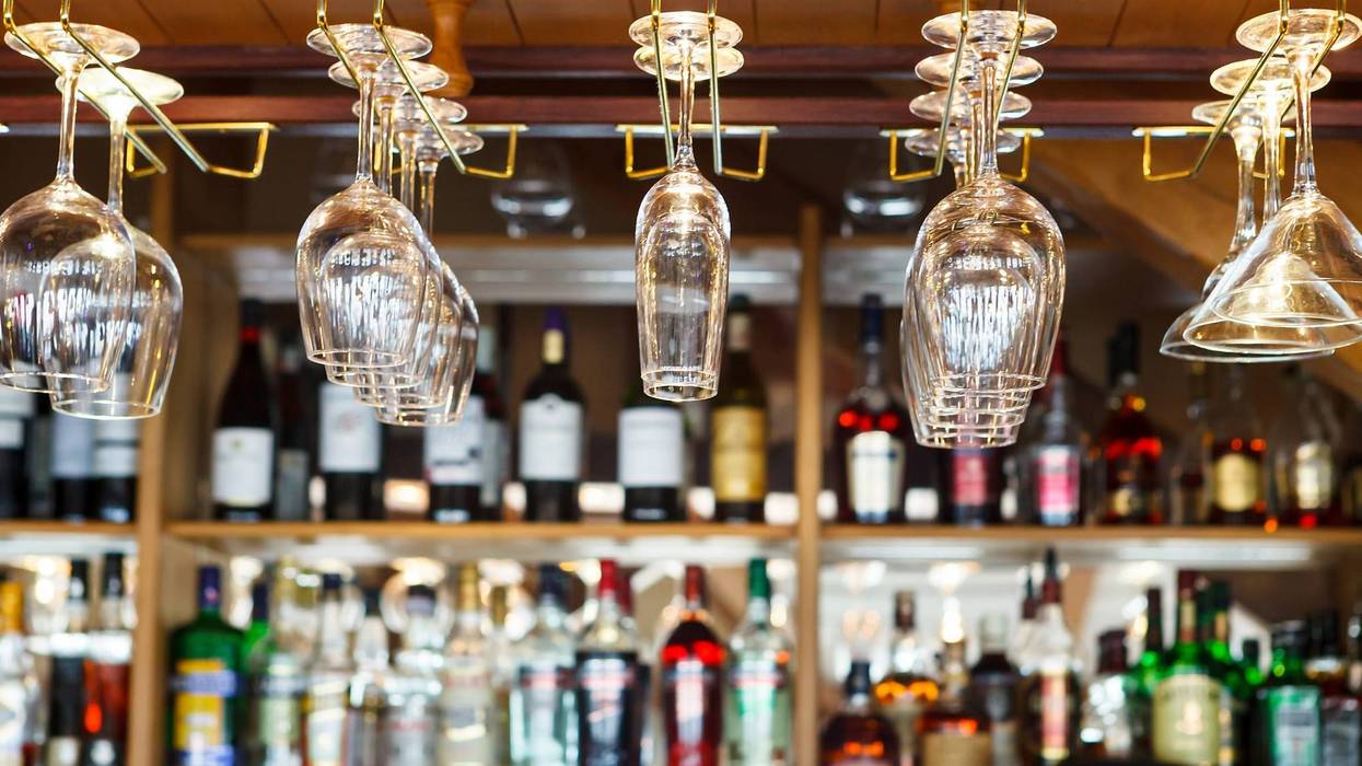 Bar with liquor bottles and glasses