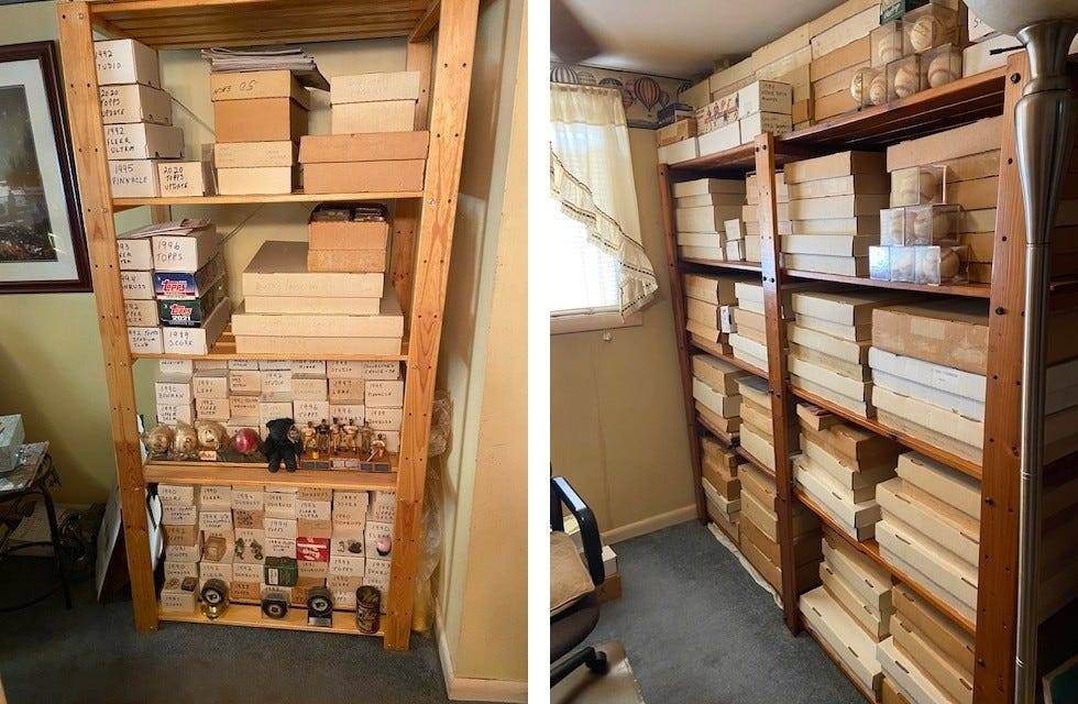 Barbara has an extensive collection of baseballs and baseball cards.