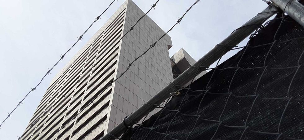 Barbed wire courthouse