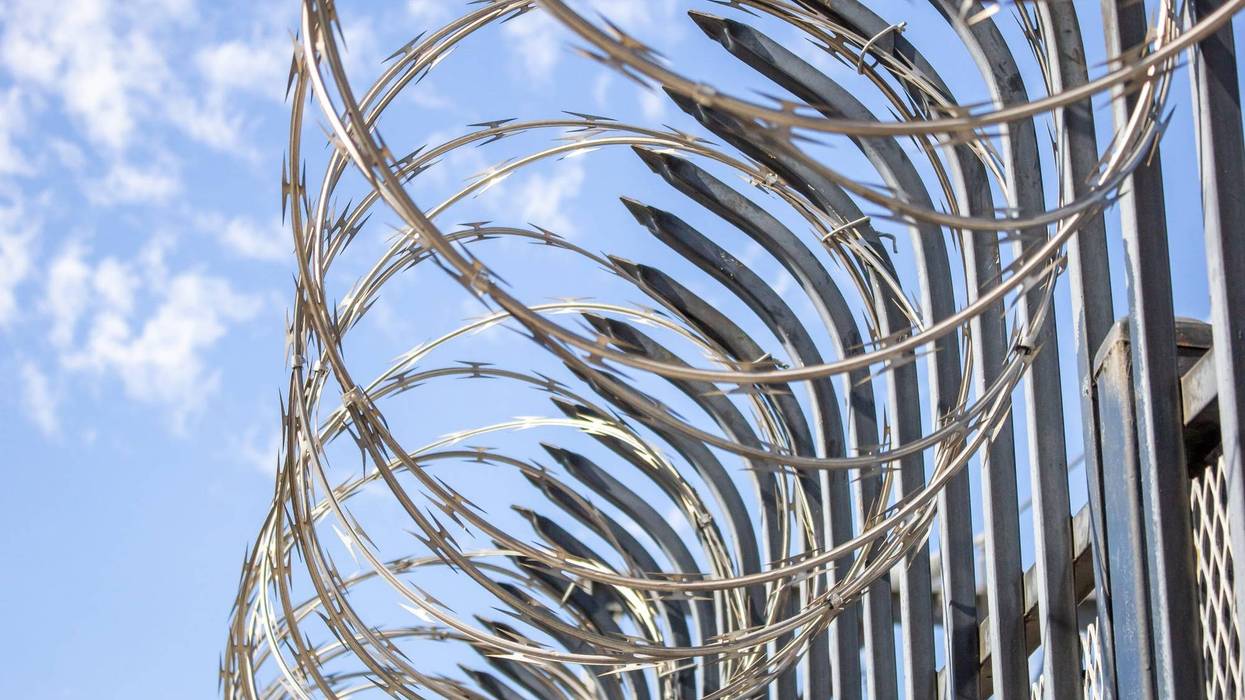 Barbed wire near a prison.