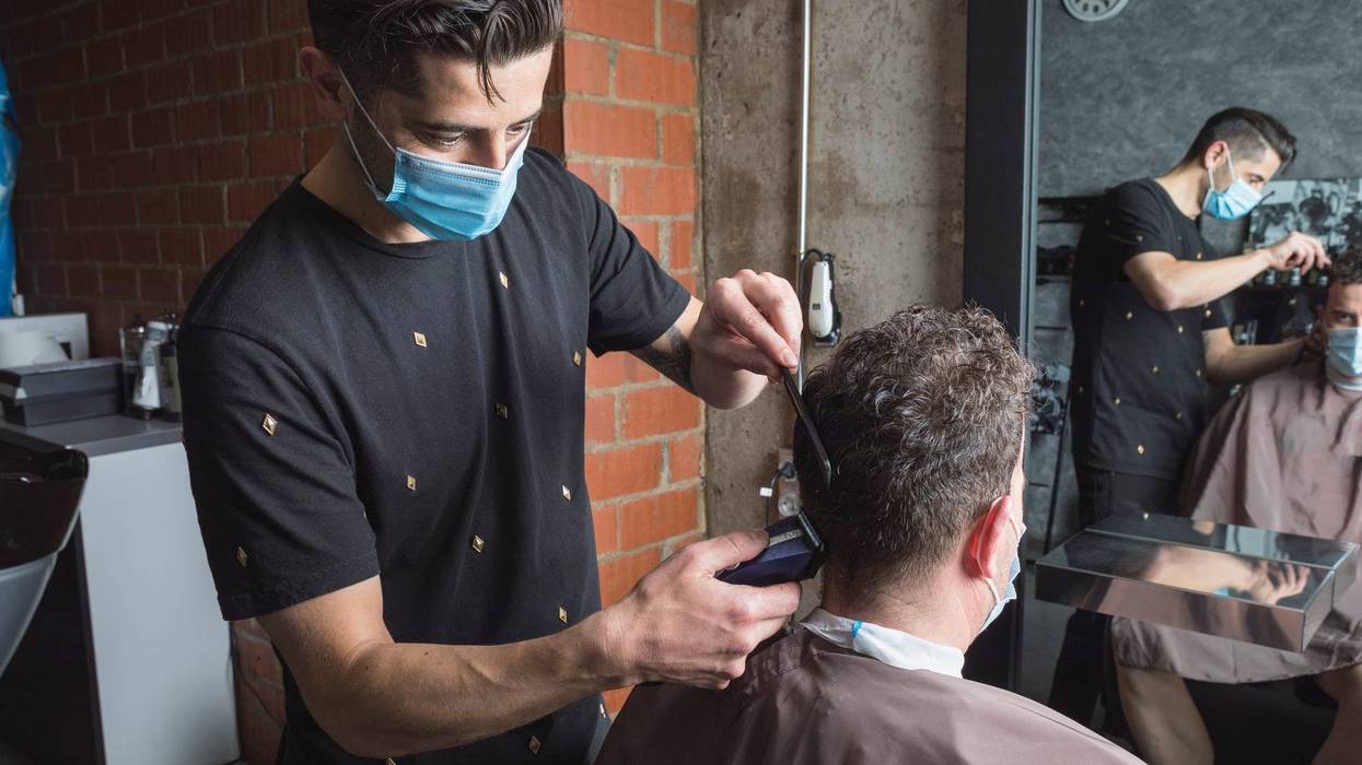 barber wearing face mask