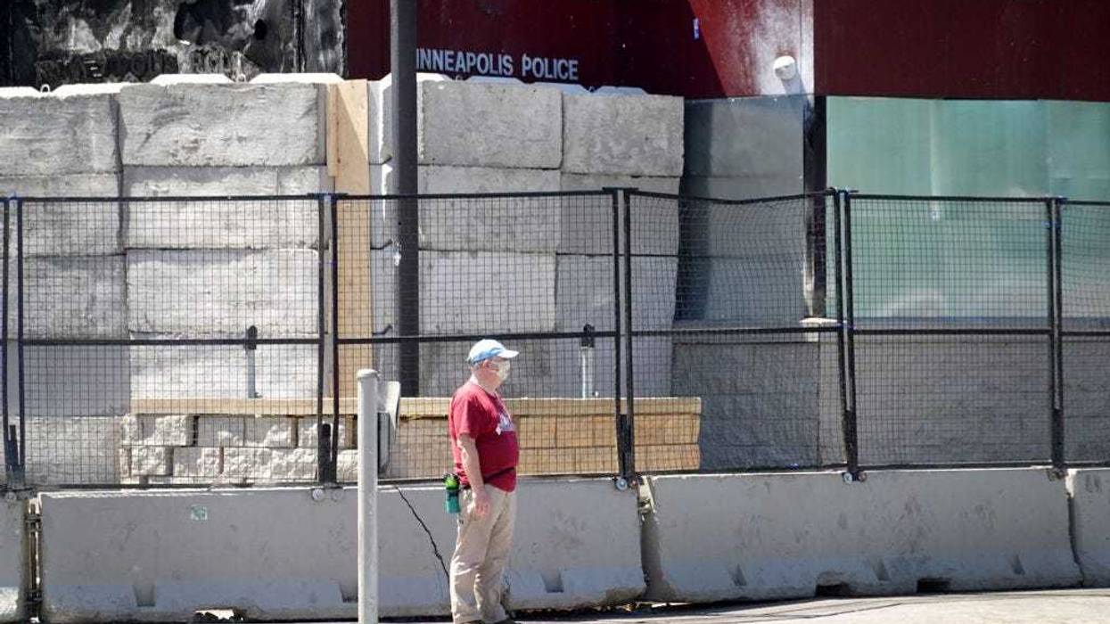 Barricades secure Minneapolis's third police police precinct after it was destroyed during last week's rioting on June 3, 2020 in Minneapolis, Minnesota.
