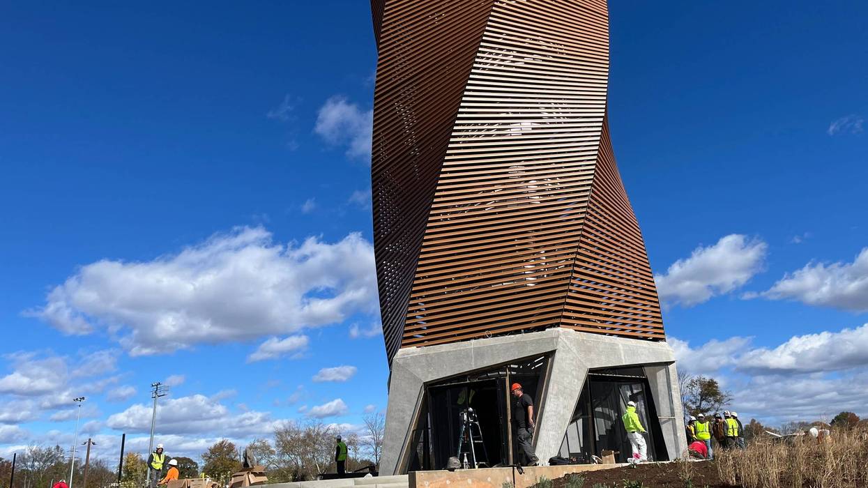 Base of the new Vivian A. Wong Honor Tower in Unity Park