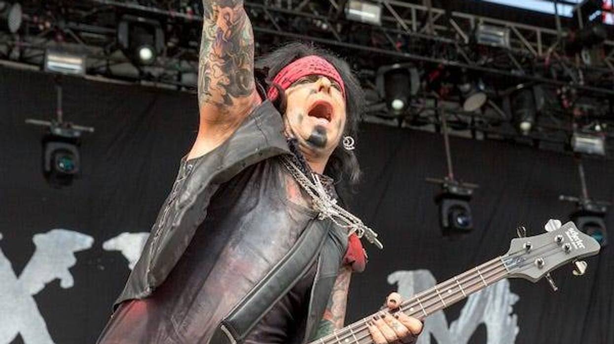 Bassist Nikki Sixx of Sixx:A.M. performs at Somerset Amphitheater during Northern Invasion music festival on May 15, 2016, in Somerset, Wisconsin