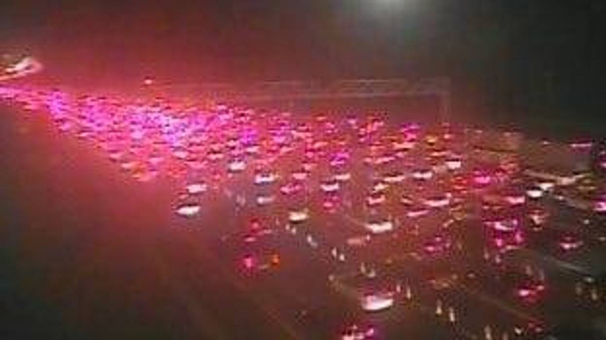 Bay Bridge Westbound I80 before the Tunnel. A crash involving four cars and a bus had the two right lanes blocked.