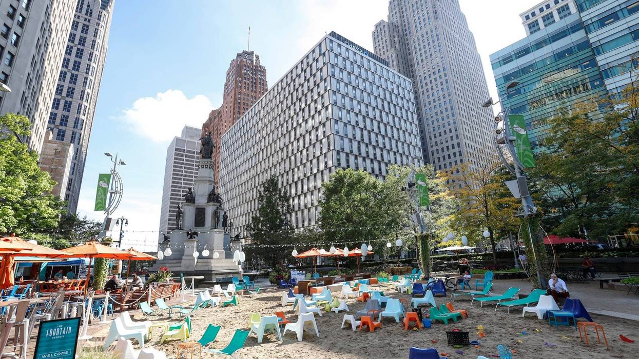 Beach at Campus Martius Park