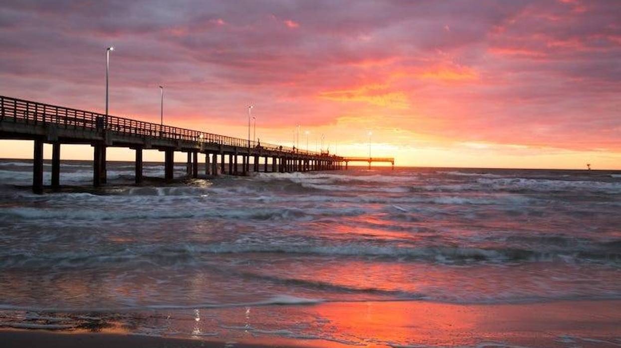 Beach, Bob Hall Pier, Padre Balli Park, Corpus Christi, Texas, Sunset, Water