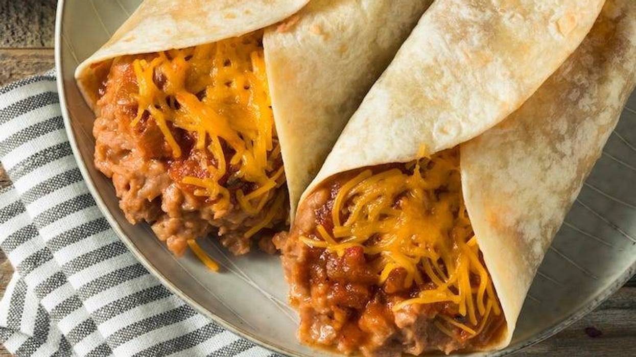 Bean, Cheese, Burrito, Taco, Plate